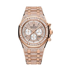 Audemars Piguet Royal Oak Chronograph 18K Rose Gold Factory Diamond Paved Dial & Case 41mm 26322OR.ZZ.1222OR.01