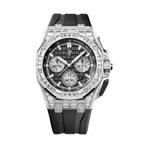 Audemars Piguet Royal Oak Offshore Chronograph 18K White Gold Factory Baguette Diamond Bezel 43mm 26424BC.ZZ.D002CA.01