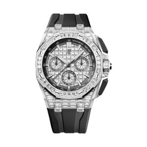 Audemars Piguet Royal Oak Offshore Chronograph 18K White Gold Factory Baguette Diamond Paved 43mm 26425BC.ZZ.D002CA.02