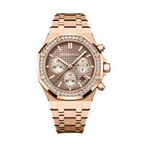 Audemars Piguet Royal Oak Selfwinding Chronograph 18K Rose Gold Factory Diamond Bezel Sand Gold Dial 38mm 26450OR.ZZ.1356OR.01