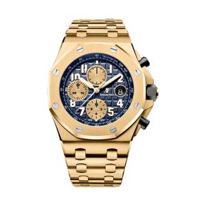 Audemars Piguet Royal Oak Offshore Chronograph 18K Yellow Gold Blue 'Méga Tapisserie' Dial 42mm 26470BA.OO.1000BA.01