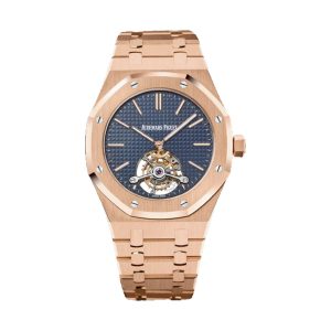 Audemars Piguet Royal Oak Tourbillon Extra-Thin 18K Rose Gold Blue 'Petite Tapisserie' Dial 41mm 26510OR.OO.1220OR.01