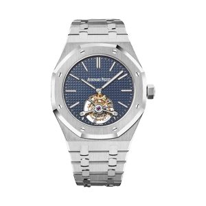 Audemars Piguet Royal Oak Tourbillon Extra-Thin Stainless Steel Blue 'Petite Tapisserie' Dial 41mm 26510ST.OO.1220ST.01