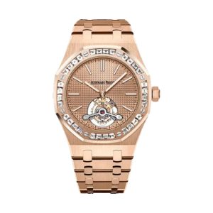 Audemars Piguet Royal Oak Tourbillon Extra-Thin 18K Rose Gold Factory Diamond Bezel Blue Dial 41mm 26514OR.ZZ.1220OR.01