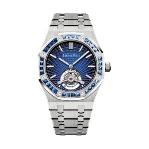 Audemars Piguet Royal Oak Tourbillon Extra-Thin 950 Platinum Factory Blue Sapphire Bezel Blue Dial 41mm 26521PT.YY.1220PT.01
