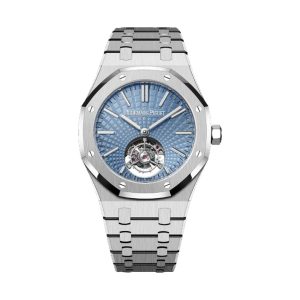 Audemars Piguet Royal Oak Selfwinding Flying Tourbillon 950 Platinum Smoked Blue 'Grande Tapisserie' Dial 41mm 26530PT.OO.1220PT.01