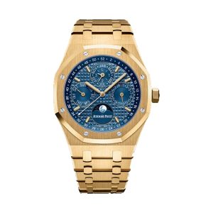 Audemars Piguet Royal Oak Perpetual Calendar 18K Yellow Gold Blue 'Grande Tapisserie' Dial 41mm 26574BA.OO.1220BA.01