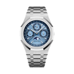 Audemars Piguet Royal Oak Perpetual Calendar 'Switzerland Edition' 950 Platinum Blue 'Grande Tapisserie' Dial 41mm 26574PT.OO.1220PT.01