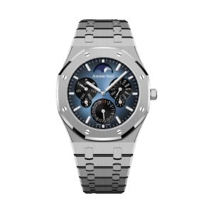 Audemars Piguet Royal Oak Perpetual Calendar Ultra-Thin Titanium & Platinum Blue 'Grande Tapisserie' Dial 41mm 26586TI.OO.1240TI.01