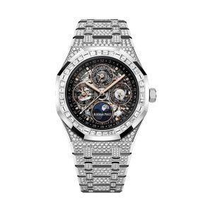 Audemars Piguet Royal Oak Perpetual Calendar 18K White Gold Factory Baguette Diamond Bezel & Dial 41mm 26625BC.ZZ.1223BC.02