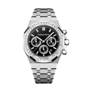 Audemars Piguet Royal Oak Chronograph 38mm 18K White Gold Factory Baguette Diamond Bezel Light Blue Dial 26715BC.ZZ.1356BC.02