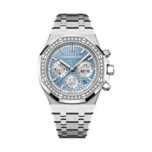 Audemars Piguet Royal Oak Chronograph Stainless Steel Factory Diamond Bezel Light Blue Dial 38mm 26715ST.ZZ.1356ST.01