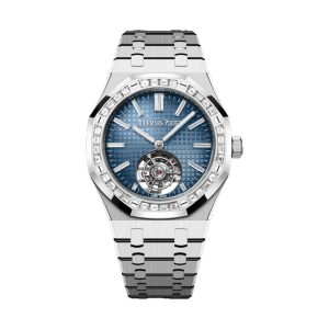 Audemars Piguet Royal Oak Selfwinding Flying Tourbillon 18K White Gold Factory Baguette Diamond Bezel & Bracelet 41mm 26730BC.ZZ.1320BC.02