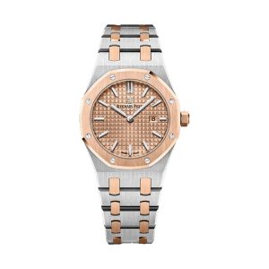 Audemars Piguet Royal Oak Quartz Two-Tone 18K Rose Gold & Stainless Steel Silver 'Grande Tapisserie' Dial 33mm 67650SR.OO.1261SR.01