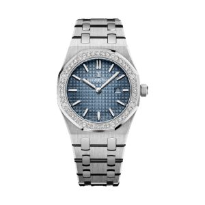 Audemars Piguet Royal Oak Quartz Titanium & Platinum Factory Diamond Bezel Blue Dial 33mm 67651IP.ZZ.1261IP.01