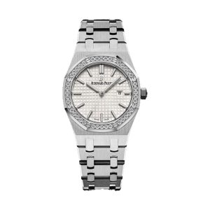 Audemars Piguet Royal Oak Quartz Stainless Steel Factory Diamond Bezel Silver Dial 33mm 67651ST.ZZ.1261ST.01