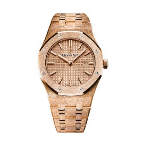 Audemars Piguet Royal Oak Quartz 18K Rose Gold Frosted Finish Pink 'Grande Tapisserie' Dial 33mm 67653OR.GG.1263OR.02