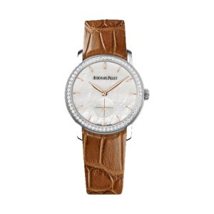 Audemars Piguet Jules Audemars Small Seconds 18K White Gold Factory Diamond Bezel White Mother of Pearl Dial 33mm 77240BC.ZZ.A808CR.01