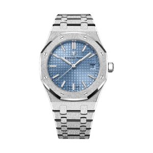 Audemars Piguet Royal Oak Selfwinding 18K White Gold Frosted Finish Light Blue Dial 34mm 77353BC.GG.1263BC.01