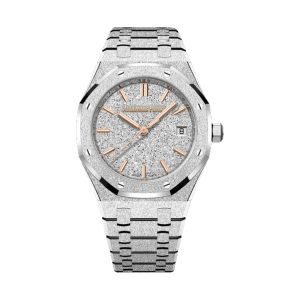 Audemars Piguet Royal Oak Selfwinding 18K White Gold Frosted Finish Rhodium Crystal Sand Dial 34mm 77450BC.GG.1361BC.01