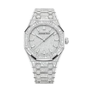 Audemars Piguet Royal Oak Selfwinding 18K White Gold Factory Baguette Diamond Paved Dial & Bracelet 34mm 77452BC.ZZ.1365BC.01