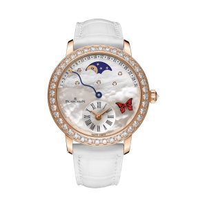Blancpain Ladybird Quantieme Retrograde Diamond White Ostrich 18K Red Gold 36mm 3653A-2954-58CB