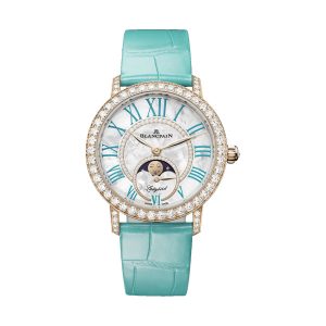 Blancpain Ladybird Colors Moon Phase Diamond 18K Red Gold Turquoise Strap 34.9mm 3662A-2954-55B