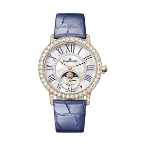 Blancpain Ladybird Colors Moon Phase Diamond 18K Red Gold Blue Strap 34.9mm 3662-2954-55B