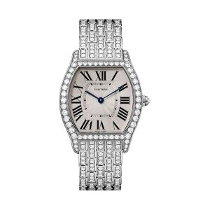 Cartier Tortue 18K White Gold Full Diamond Pave Case & Bracelet 39mm HPI00779