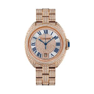 Cartier Clé de Cartier 18K Rose Gold Full Diamond Pave Bracelet 40mm HPI01041