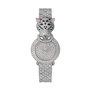Cartier La Panthère 18K White Gold Full Diamond Bracelet 23.6mm HPI01425