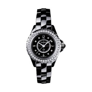 Chanel J12 Quartz Black Ceramic 8 Diamond Markers 29mm H2571
