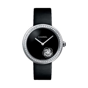 Chanel Mademoiselle Prive 18K White Gold Diamond Bezel Ivory Dial H3093
