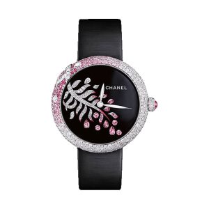 Chanel Mademoiselle Prive 18K White Gold Snow-Set Diamond Enamel Dial 37.5mm H3098