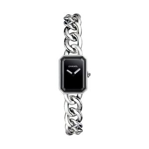 Chanel Premiere Stainless Steel Chain Bracelet Black Dial XS 16x12mm H3248