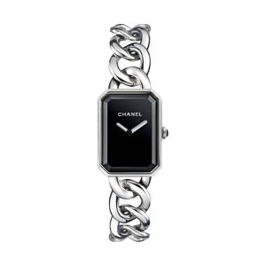 Chanel Premiere Stainless Steel Chain Bracelet Black Dial Large H3250