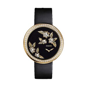 Chanel Mademoiselle Prive Camelia Lesage Silk Embroidery 18K White Gold H3821