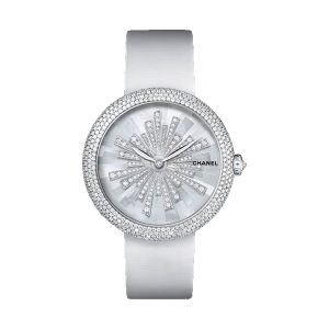 Chanel Mademoiselle Prive Automatic 18K White Gold Pearl Marquetry Sun Motif H4530