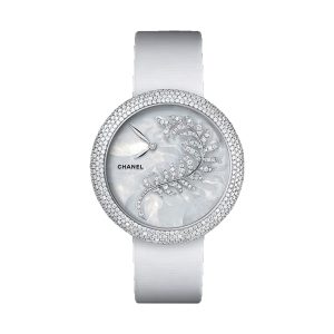 Chanel Mademoiselle Prive 18K White Gold Feather Motif Mother-of-Pearl Dial H4587