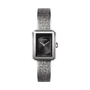 Chanel BOYFRIEND TWEED Stainless Steel Small Case Black Dial H4876