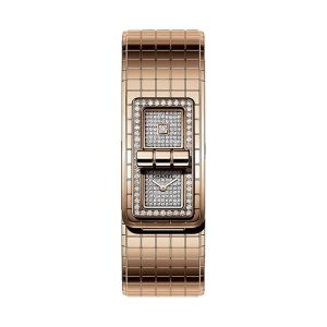 Chanel CODE COCO 18K Beige Gold Diamond Bezel & Bracelet 39.3x25mm H5146