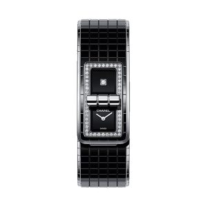 Chanel CODE COCO Stainless Steel Diamond Bezel Black Ceramic Bracelet 39.3x25mm H5148