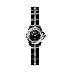 Chanel J12 XS 19mm Black Ceramic & Steel Diamond Bracelet H5236