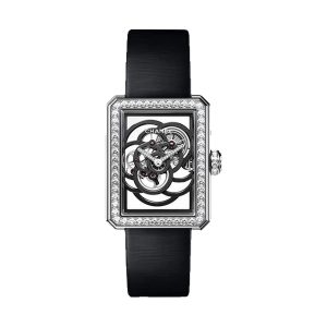 Chanel Premiere Camelia Skeleton 18K White Gold Diamond Set 37x28.5mm H5251