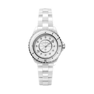 Chanel J12 Quartz White Ceramic 12 Diamond Markers 33mm H5703