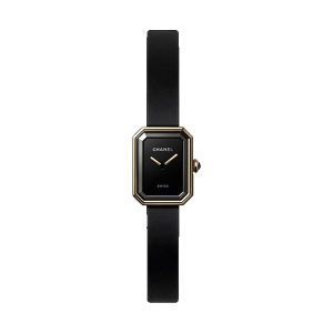 Chanel Premiere Velours 18K Yellow Gold Black Rubber Strap 19.7x15.2mm H6125
