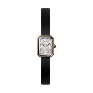 Chanel Premiere Velours 18K Yellow Gold Titanium Black Rubber Strap 19.7x15.2mm H6126