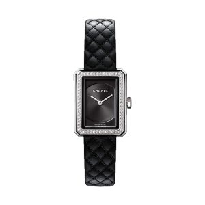 Chanel BOYFRIEND Stainless Steel Diamond Bezel Black Dial Small 27.9mm H6586