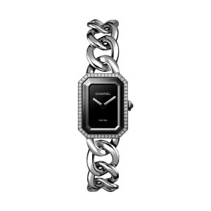 Chanel Premiere Gourmette Chain Stainless Steel Diamond Bezel 28x20mm H7020