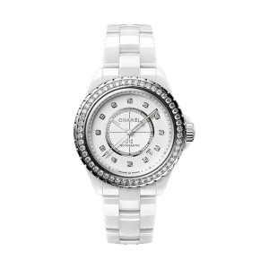 Chanel J12 Automatic White Ceramic Steel Diamond Bezel 38mm H7189